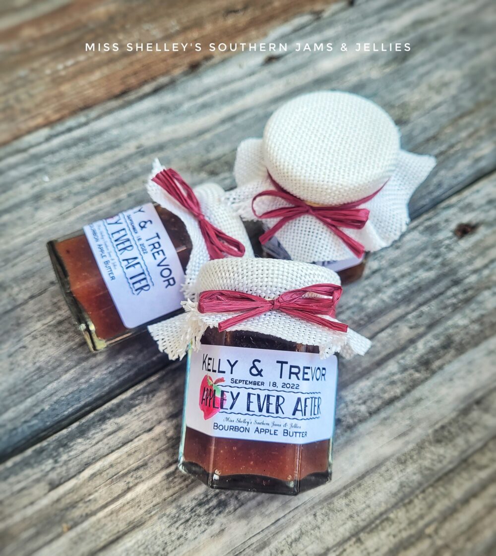 Rustic Jam Wedding Favors Burlap Topped, Personalized Labels | 2Oz Jar Set Of 130 Jars