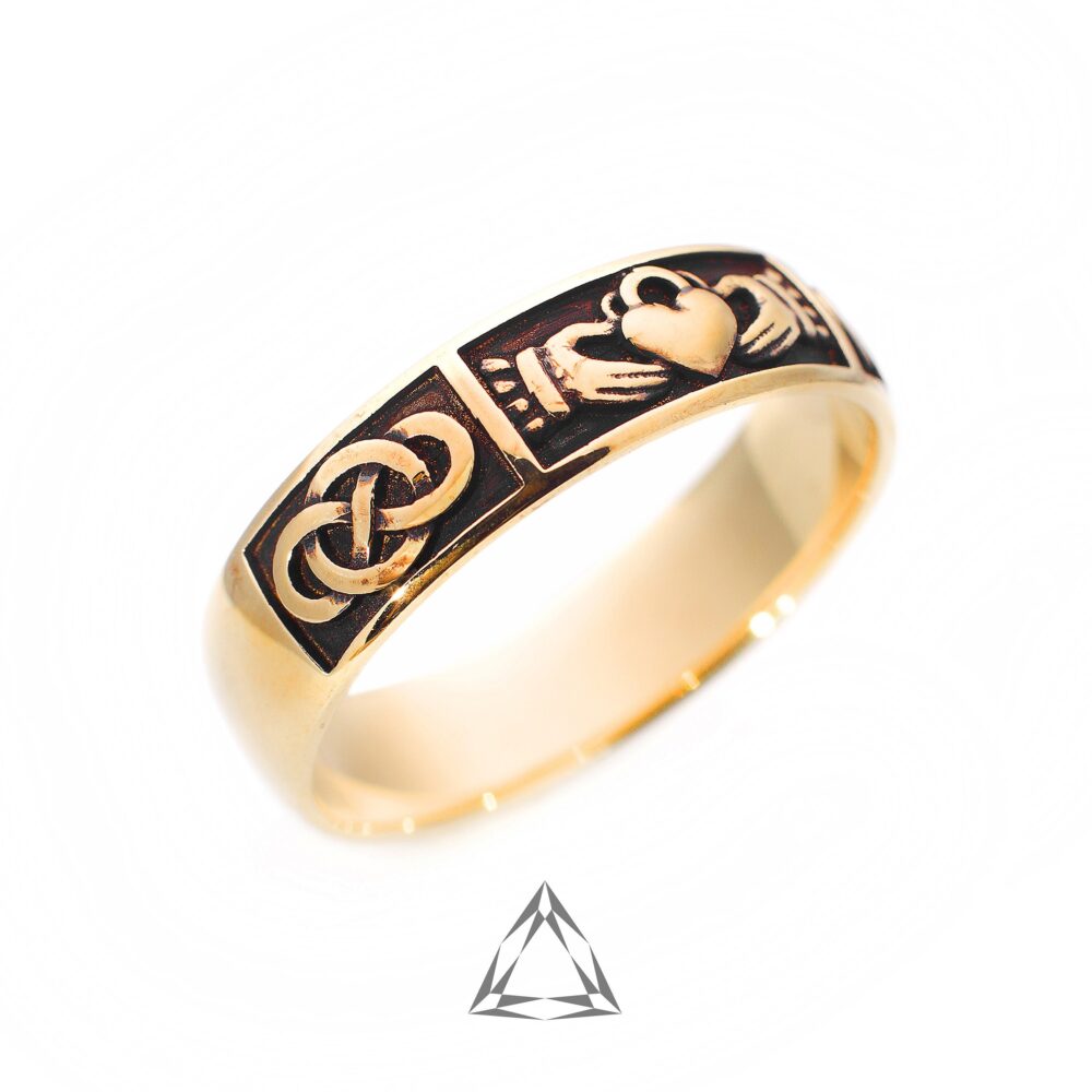 Brass Claddagh Ring, Irish Celtic Wedding Band, Promise Ring
