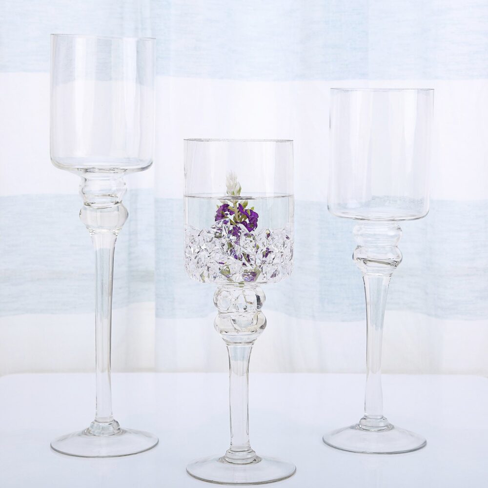 Set Of 3 | Clear Glass Vase, Flower Cylinder Vase For Candles, Wedding Centerpiece, Modern Decor, Housewarming Gift