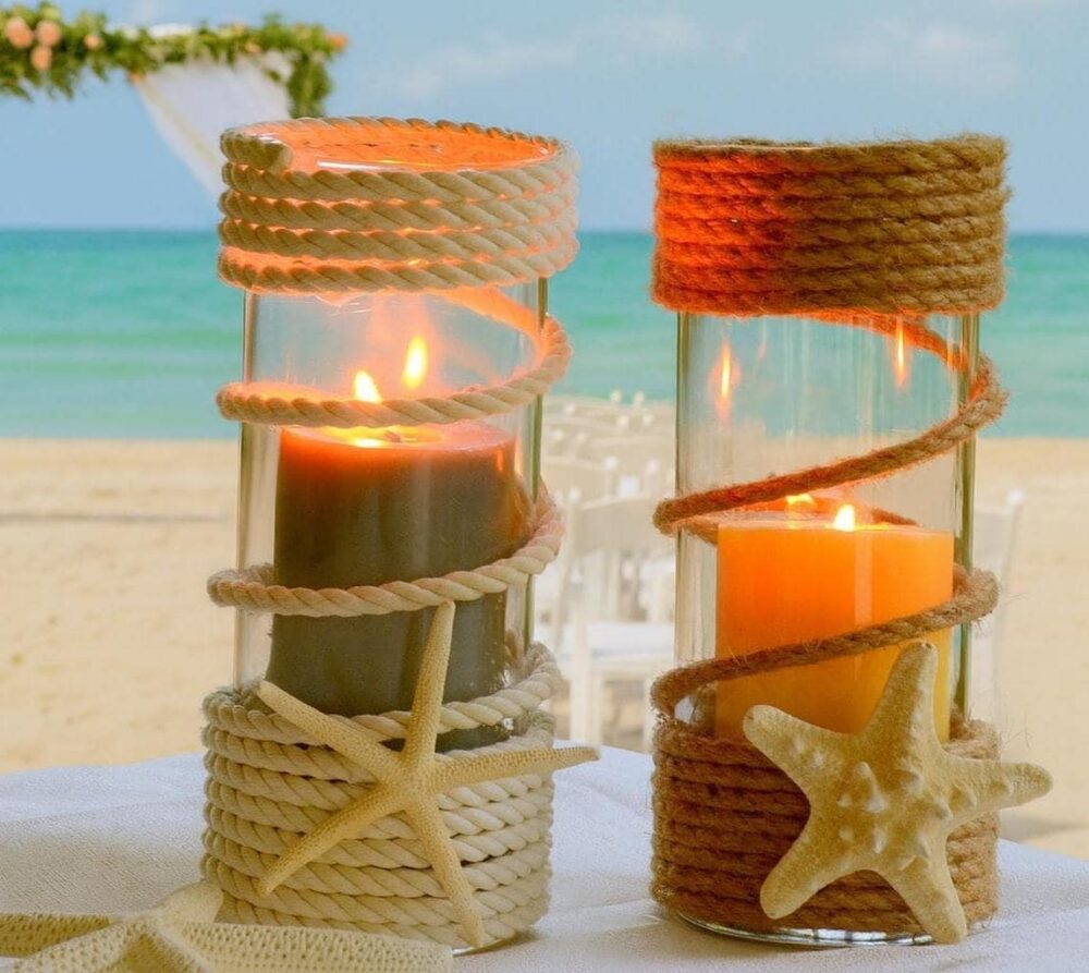 Set Of 10 Cylinder Vase Set, Beach Wedding Decor, Nautical Theme Wedding, Coastal Centerpiece, Office Party Table Decor