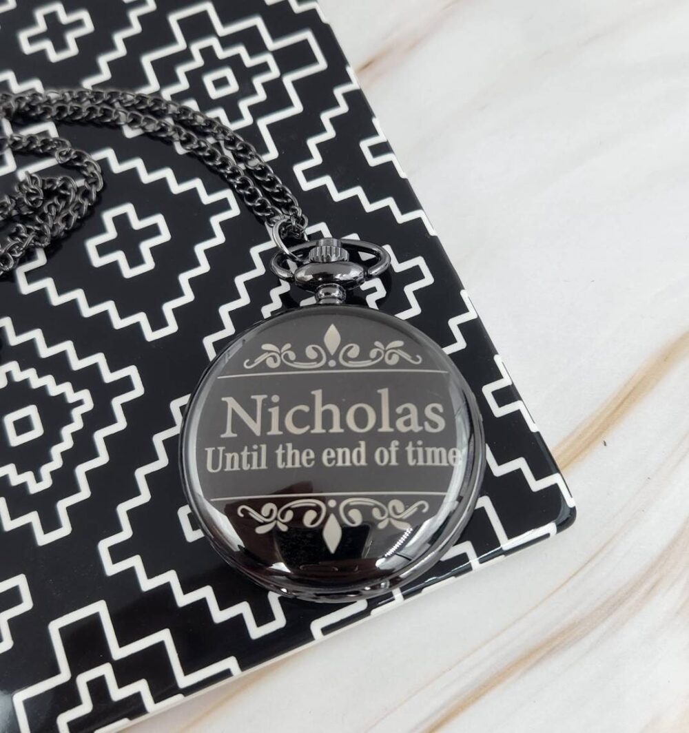 Until The End Of Time Pocket Watch, Custom Names, Groom Gift, Gift From Bride, Wedding Day, Party, Anniversary, Birthday, Valentines