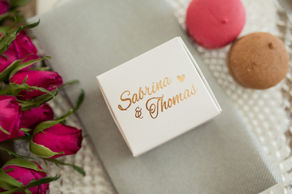 30 Personalized Wedding Favor Boxes For Guests, Gold Foil, Candy Box, Small Gift Boxes