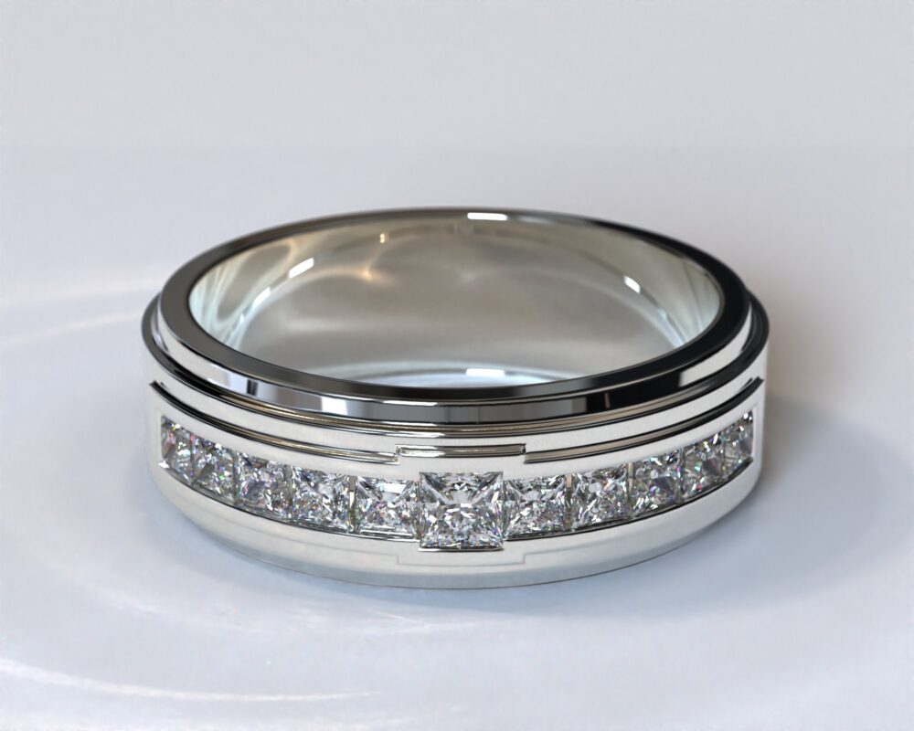 Mens Wedding Ring Platinum/Vintage Diamond Band White Gold Men