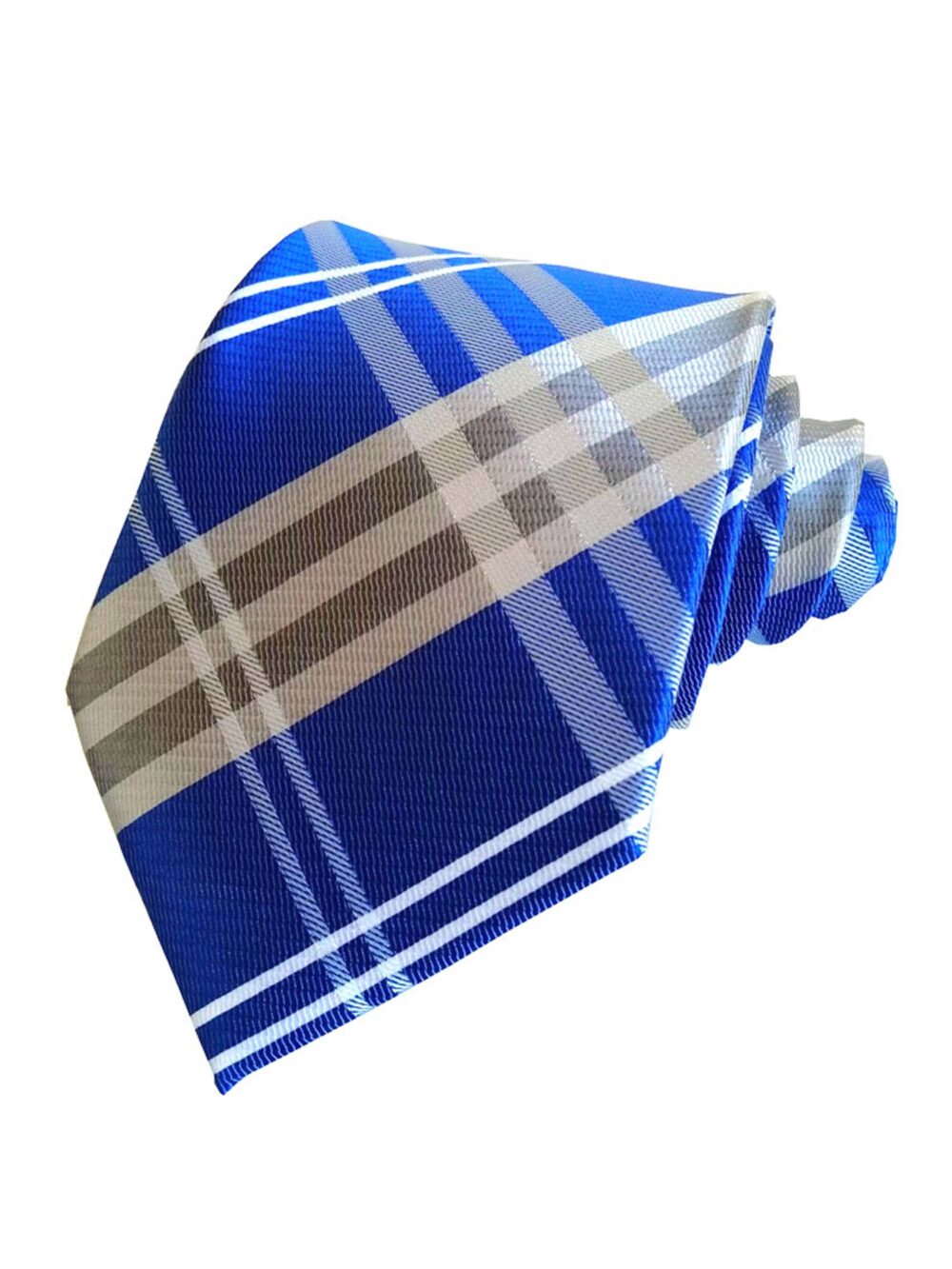 Triple M Plus Royal Blue With Heather Gray & Color Plaid Necktie Bowtie Pocket Square Argyle Socks For Men in Various Packages