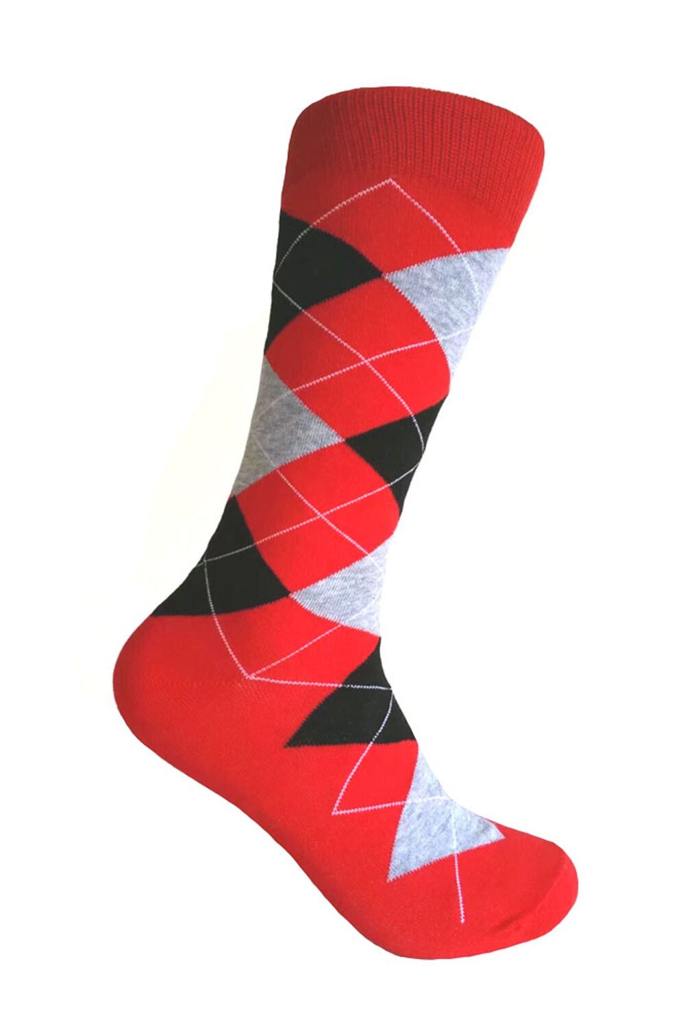 Triple M Plus Red With Black & Gray Color Plaid Argyle Tartan Socks Necktie Bowtie Pocket Square For Men in Various Packages