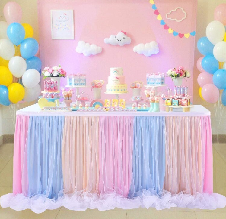 Multicolor Tulle Table Skirt, Party Decoration