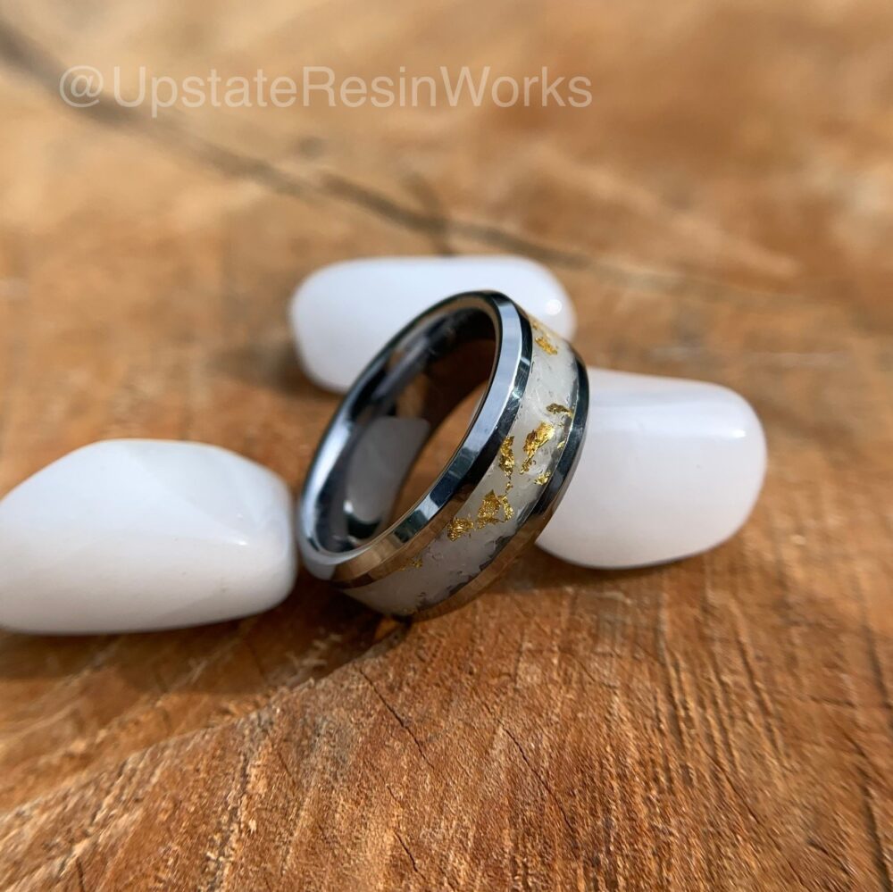 Real White Quartz & Gold Ring, Band, Ring For Him, Her, Vow Renewal, Wedding Engagement Promise