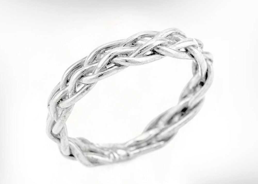 14K Gold Braided Wedding Band, Celtic Woven Ring