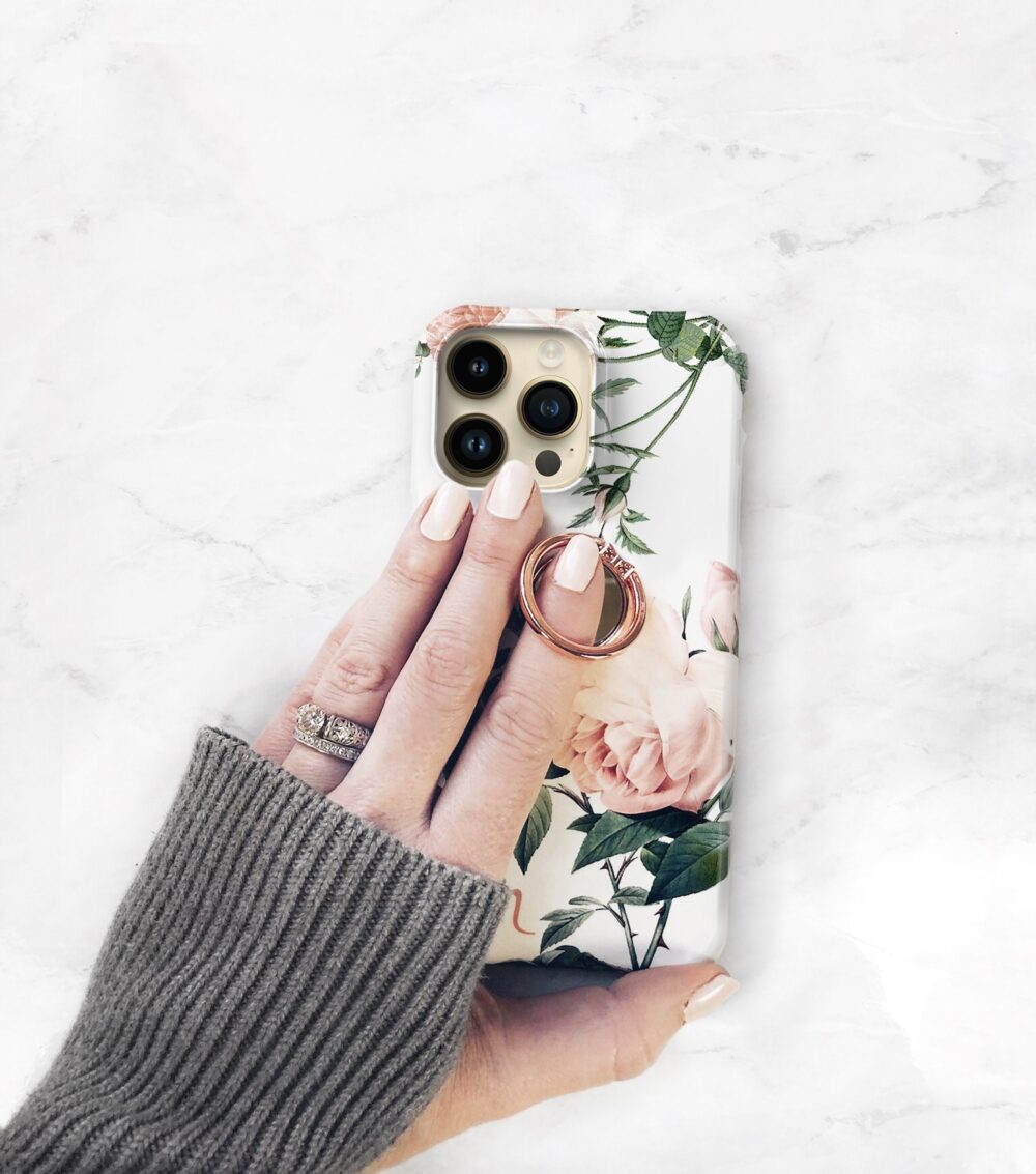 Personalized Phone Case With Ring Grip Stand, Roses Iphone 15 14 Pro Max 13 12 Mini 11 8 Plus, Galaxy S23 Mother's Day Gift For Her Cg-Rp-Rg