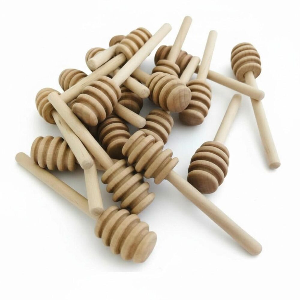 Wooden Honey Dipper Wedding Favor Tea Party Gift Set Wand Kitchen Accessory Rustic Style Stick Personalized Message Bride Bee Drizzler Wood