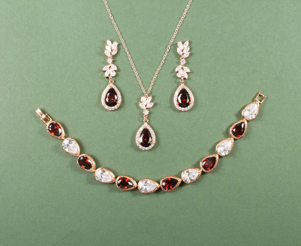 Choose Color Burgundy Bridal Jewelry Earring Bracelet Necklace Set Bridesmaids Gifts Dark Red Earrings Bridesmaid Xy1