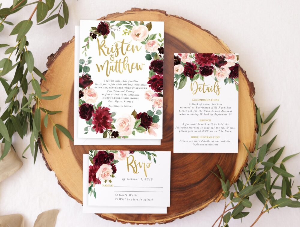 Custom Printed Wedding Invitations, Fall Autumn Invites, Invites & Envelopes, Kristen