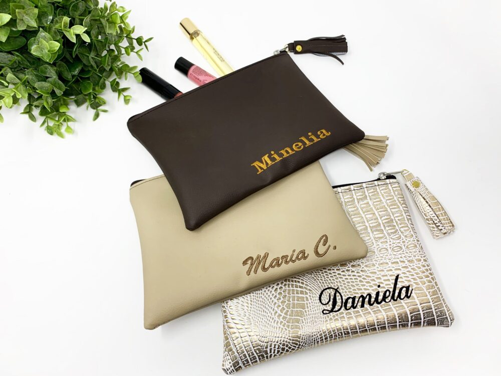 Personalized Embroidered Makeup Bag, Custom Bridesmaid Bag Gifts, Bridal Party Gifts