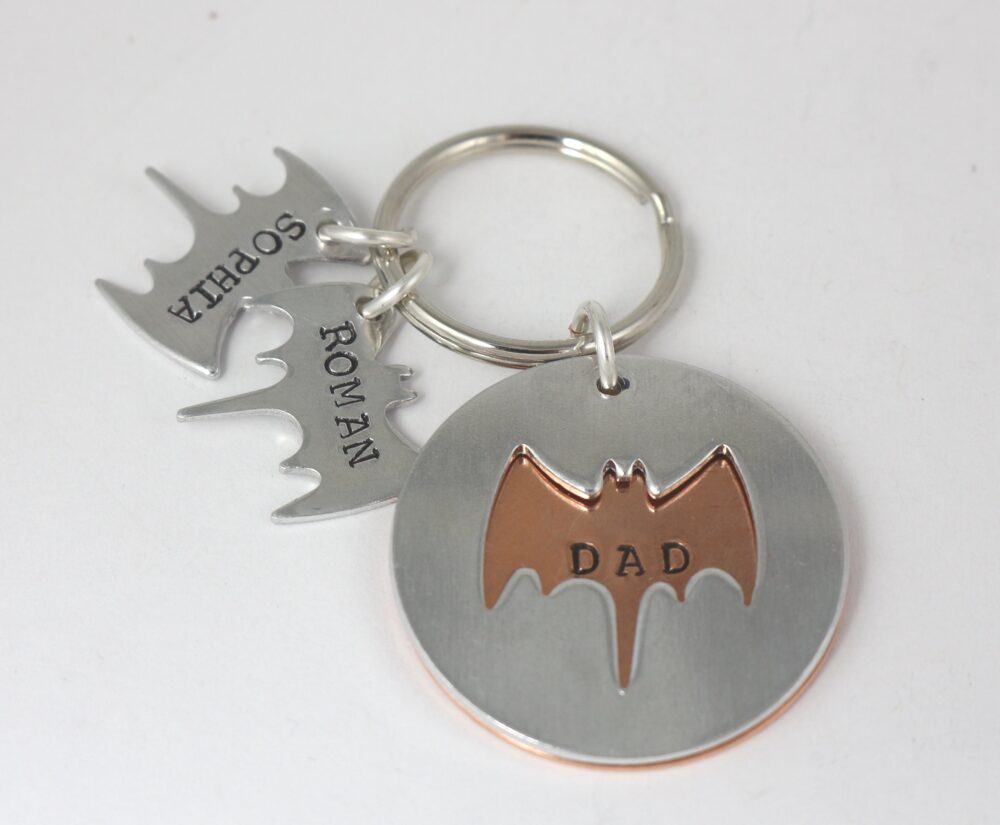 Bat Keychain - Dad Hero Key Chain Personalized Custom Ring Gift For Father Keyring