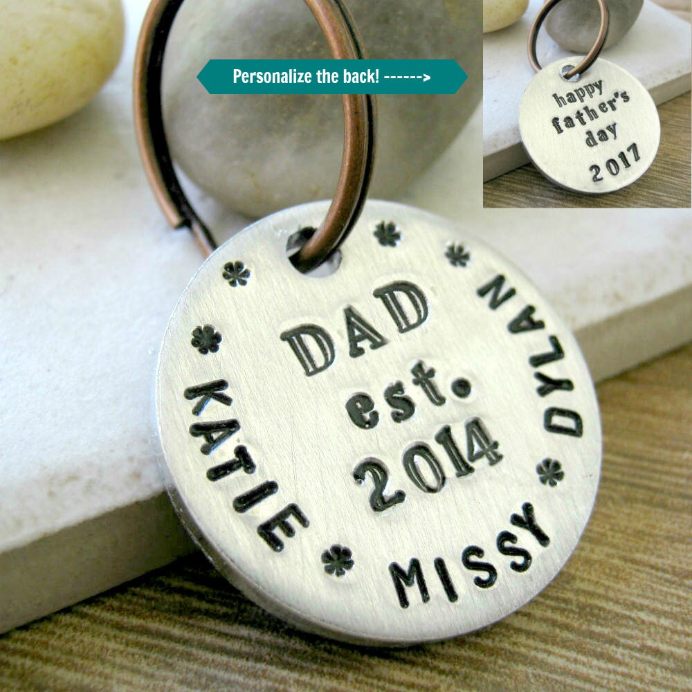 Personalized Dad Keychain, Father's Day Gift, Gift For Dad, Daddy Two Sided, Sturdy Disc