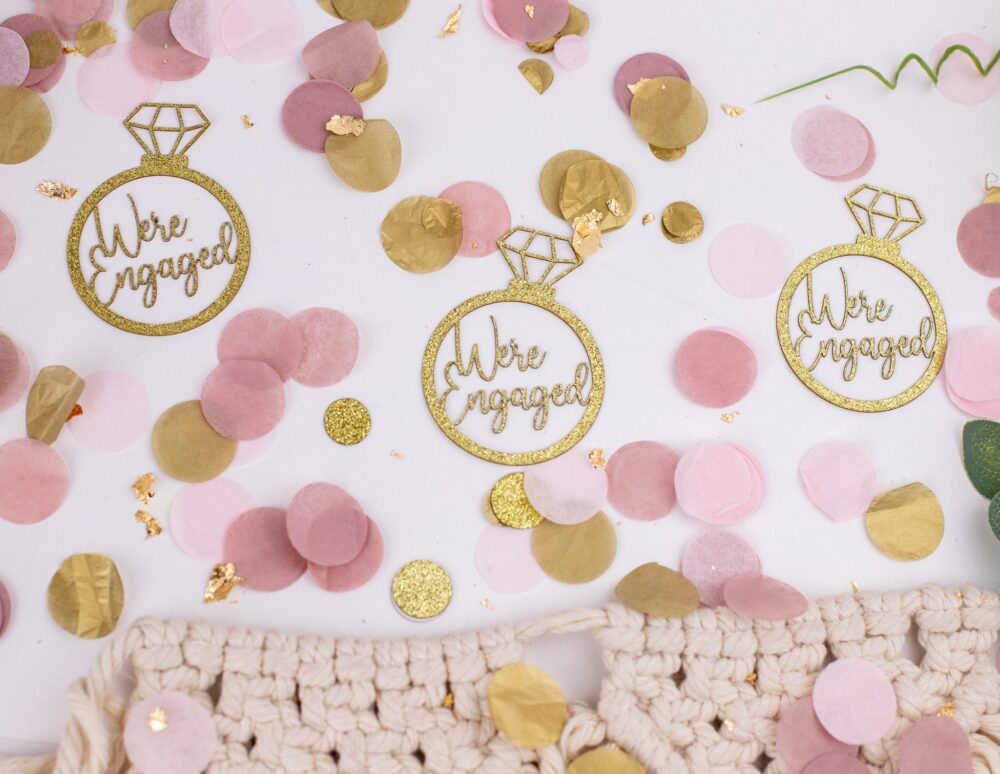 We're Engaged, Engagement Party Decorations, Confetti, Centerpiece, Ring Engaged, Bridal Shower Decor