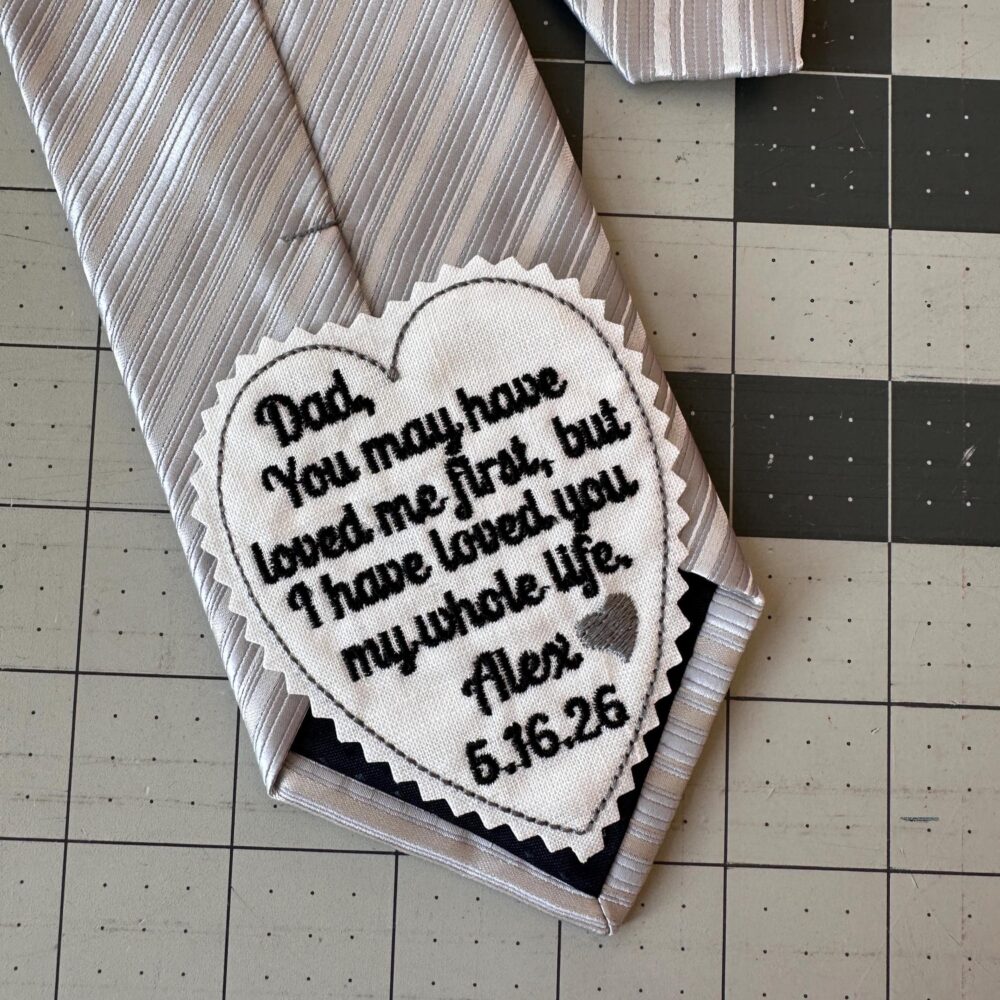 Father Of The Bride Tie Patch Personalized, Embroidered Dad Heart Tie Label, Daddy I Loved You My Whole Life