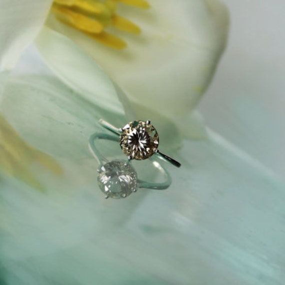 Solitaire Engagement Ring, Herkimer Diamond Diamonds, Ring