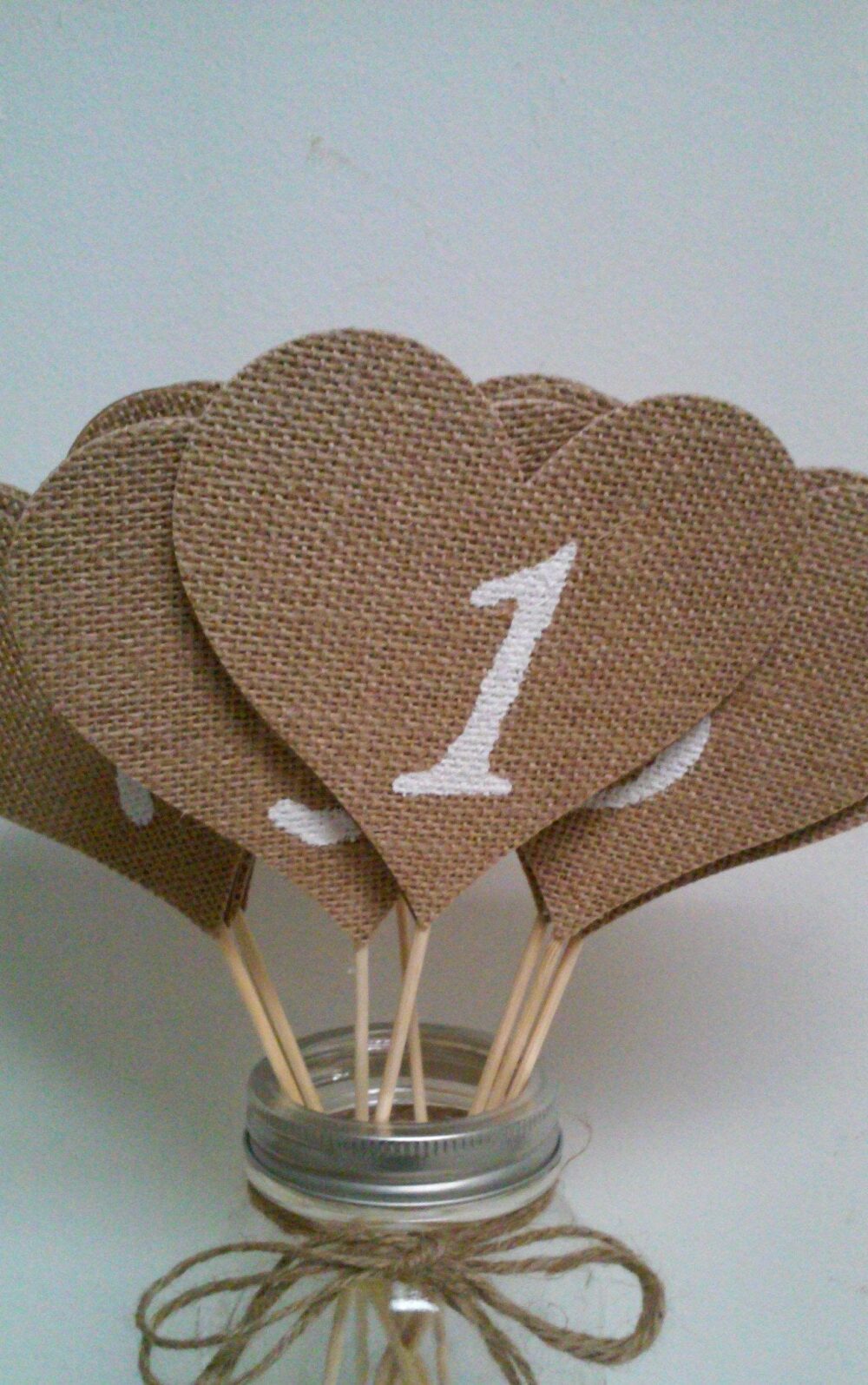 Burlap Hearts Table Numbers, Rustic Wedding Baby Shower, Bridal Shower Numbers