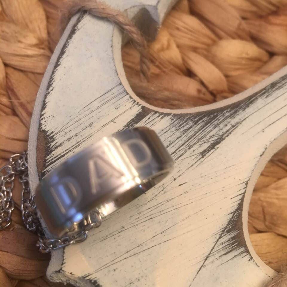 Dad Ring Necklace, Mom Necklace, Stainless Steel Necklace, Family Jewelry, Parents, Family, Memorial