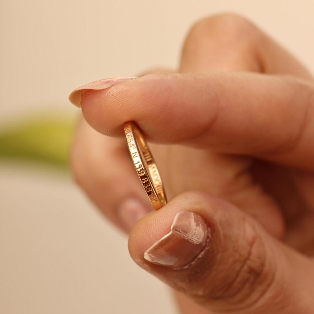 Custom Thin Band Name Ring Engraved Personalized Minimal Stacking Mother's Day Gift For Mom Codeblue Jewelry