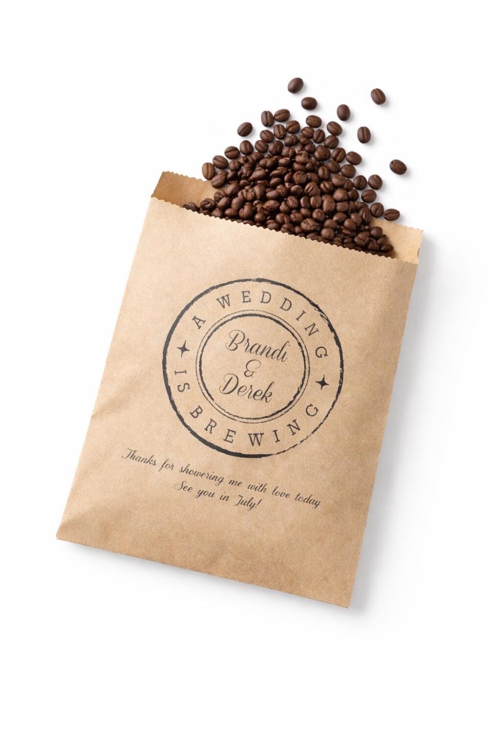 Coffee Wedding Favor Bags- A Is Brewing -Bridal Shower Favor, Anniversary, Engagement Party Favors - 25 Bags