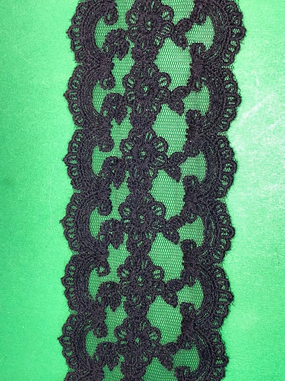 10 Yard Lot, 2 1/2" Lace Trim, Black Embroidered Net Scalloped Edges, Edge Trim Flowers, Cotton