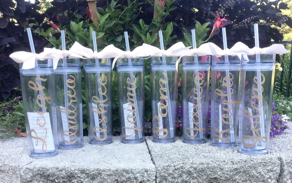 Personalized Bridesmaid Tumbler Glitter Personalized Gift Bridal Party Acrylic Cups With Lids Gold Wedding