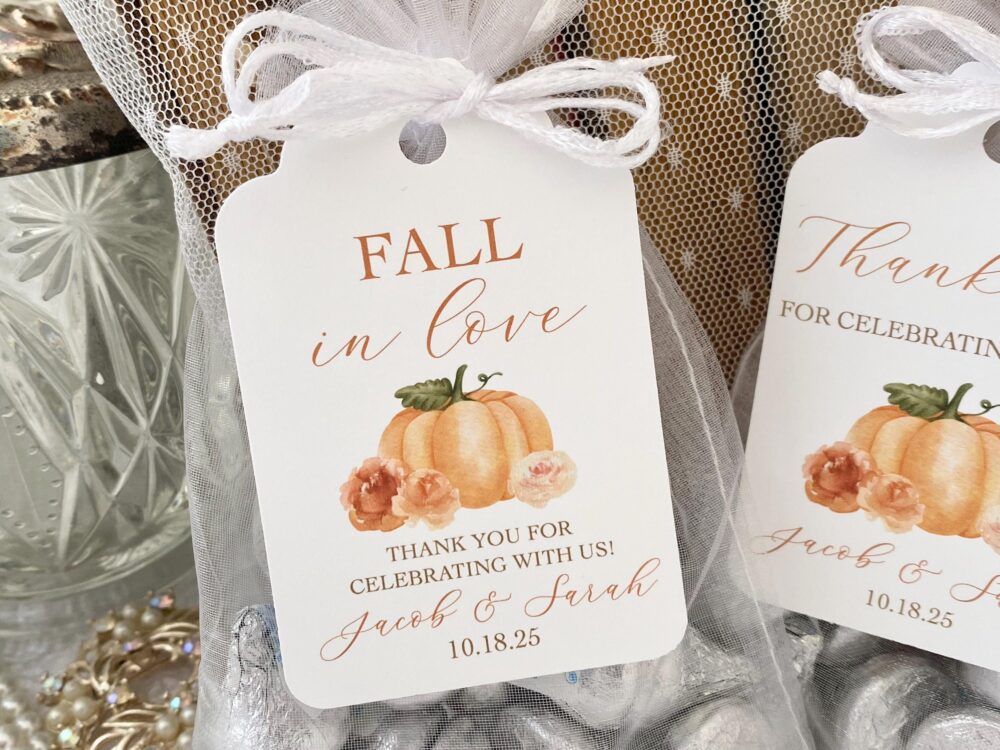 Fall Wedding Favor Bags Floral Pumpkin Kisses, Diy Kit