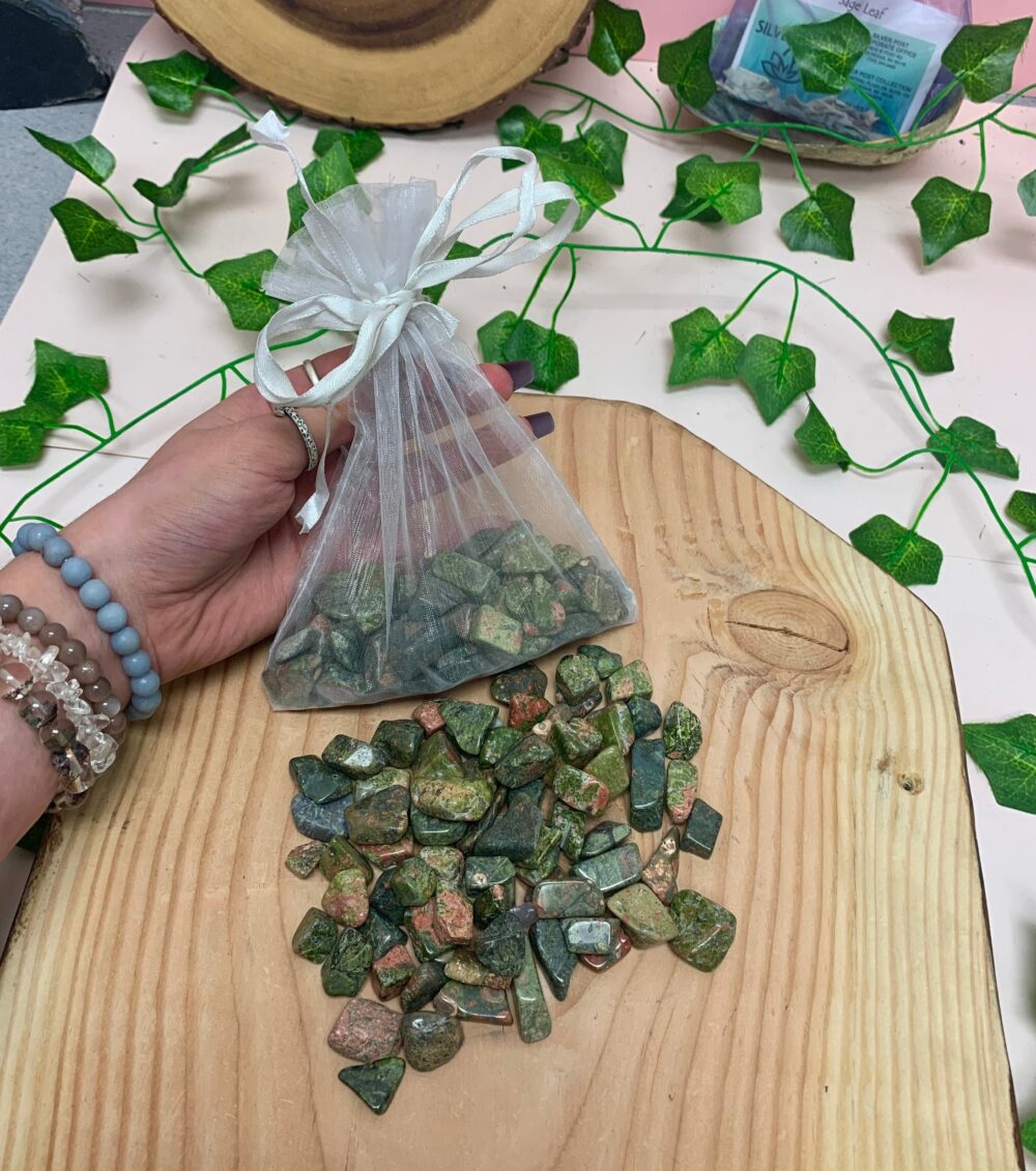 Unakite Confetti Mix, Witches Scoop, Magical Fairy Crystal Bag, Tumbled Stone, Heart Chakra, Manifestation, Stone For Love
