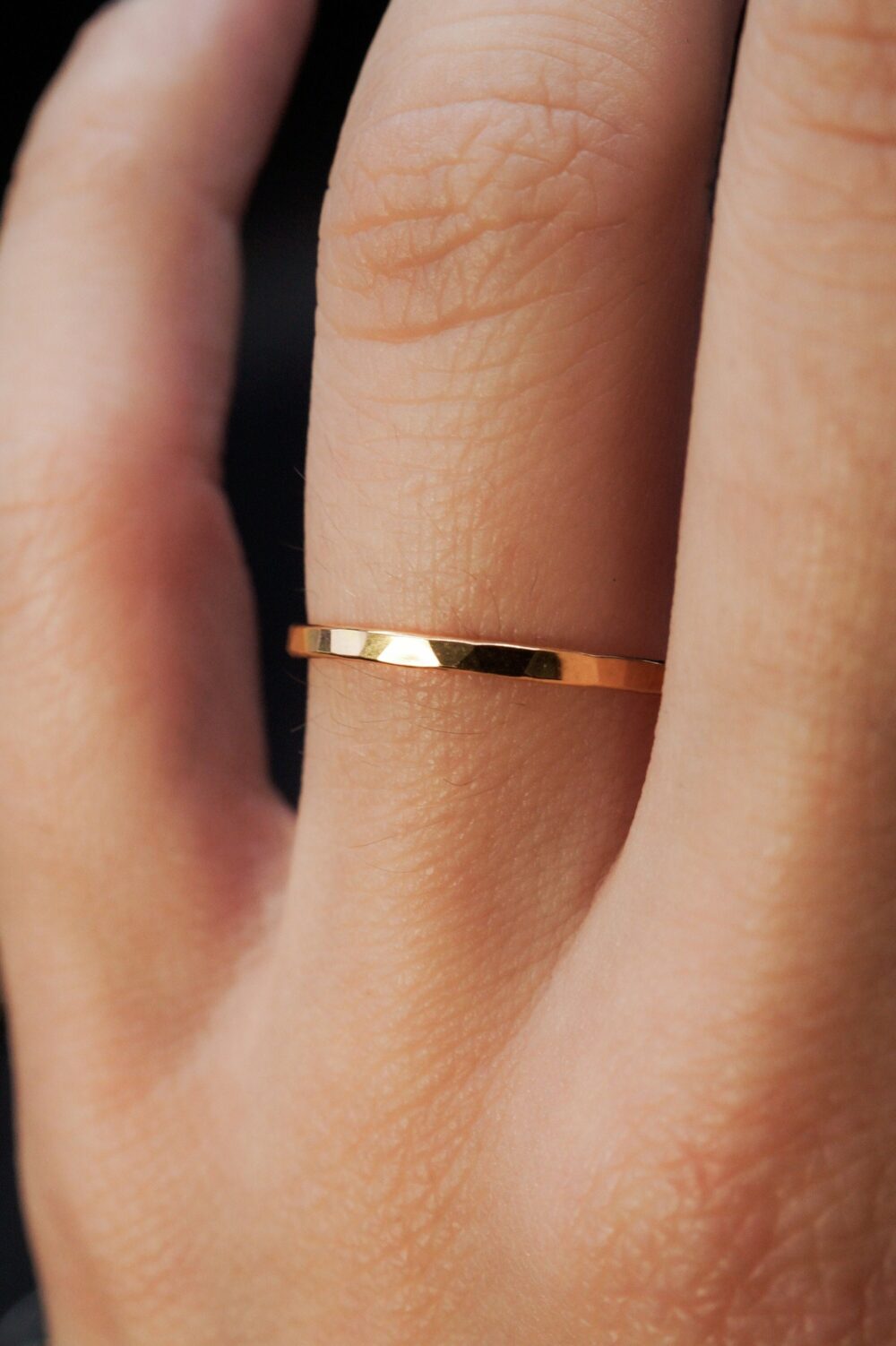 14K Gold Filled Stacking Ring Thick Hammered Band | 1.5mm