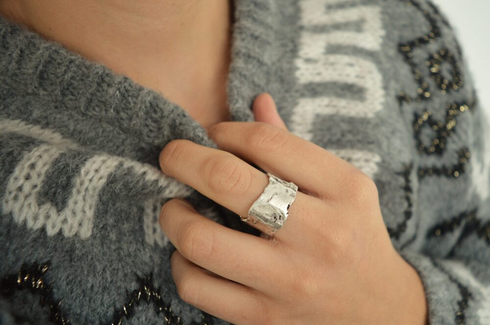 Silver Hammered Band Ring Unisex Bold Chunky Gothic Rock Style Statement Gift For Him Or Her, Us 7.5-8.5