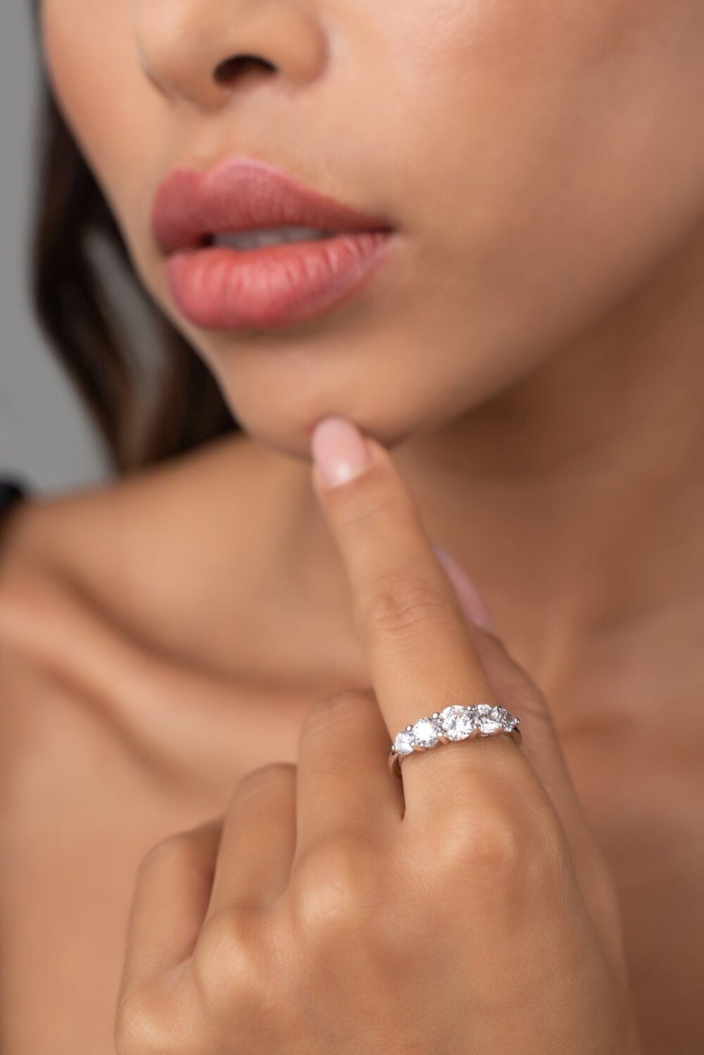 5 Stone Diamond Wedding Band Couple, Promise Engagement, Bridal, Anniversary Ring High Profile Bar Set Diamonds Exclusive Gift For Her