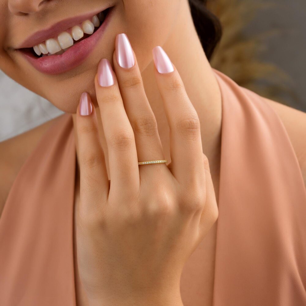 Engagement Rings, Micro Pave Ring, Wedding Bands Women, Eternity Gold Full Round Gift For Her, Qw04