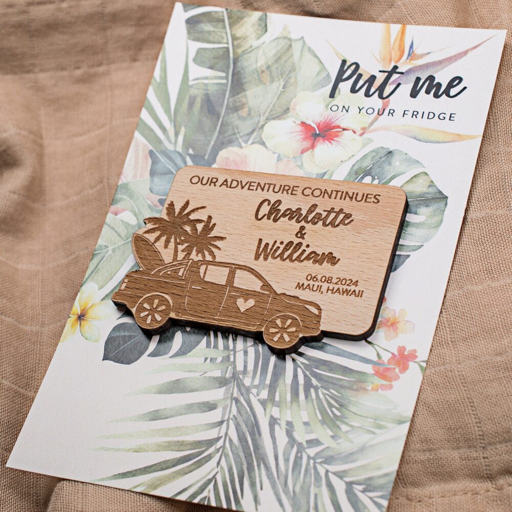 Beach Wedding Save The Date Magnet Engraved Wood, Nautical Favor