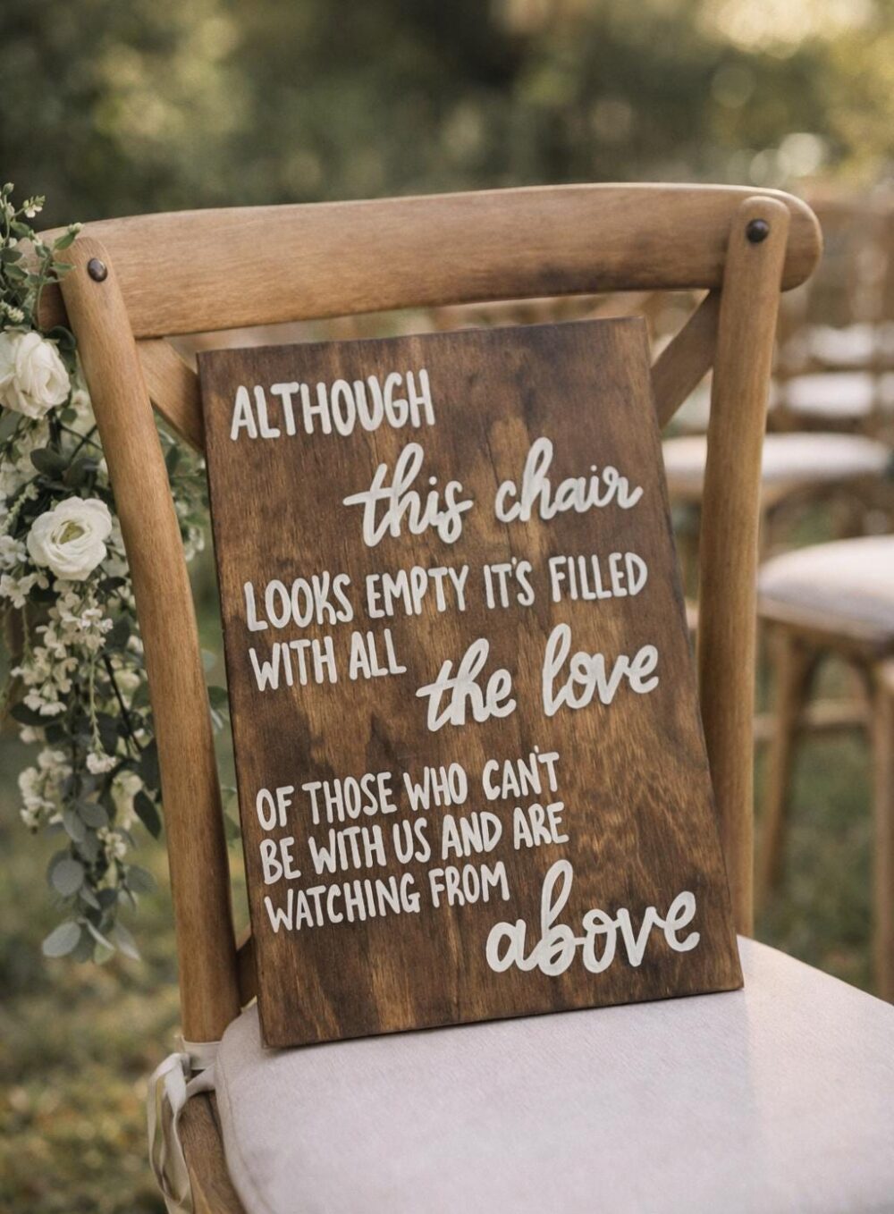 Hand-Painted Wedding Memorial Sign Empty Chair Remembrance, Decor, in Loving Memory Sign
