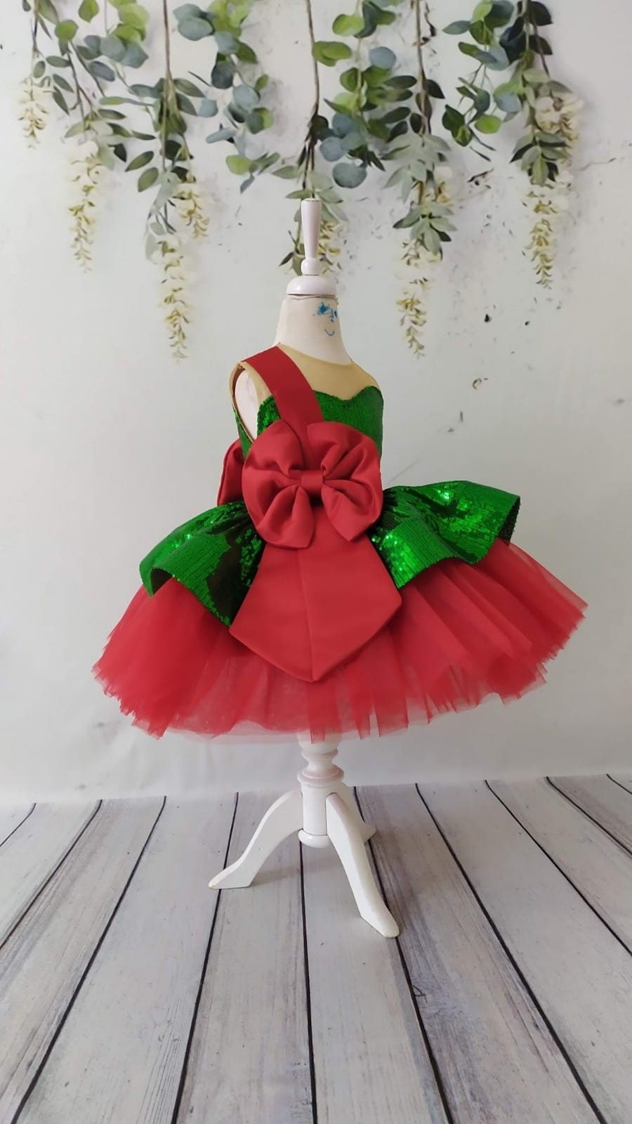 Girls' Sequin Christmas Dress Red & Green Holiday Party Dress