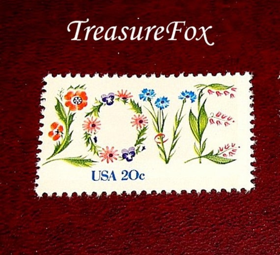 20C Floral Love Stamp | Pack Of 20 Unused Vintage Postage Stamps. Love in Flowers, Wedding Postage, Rsvps, Save The Dates & Thank You
