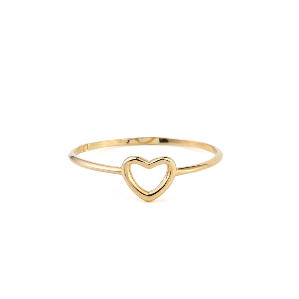 Gold Heart Ring 9K, Love Ring, Minimalist Stackable Rings, Valentines Gift For Her, Stacking Tiny Heart Ring