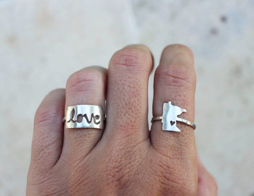 Cursive Love Ring - Hand Sawed Word Note Unique Gift For Her Valentine's Day