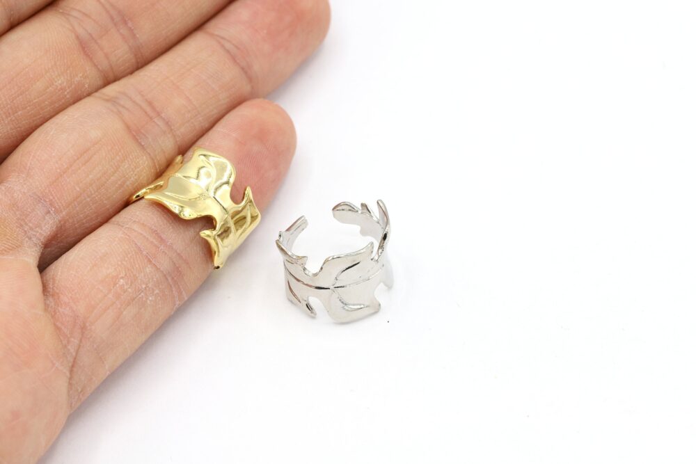 Inner Size 17mm 24 K Shiny Gold Plated, Rhodium Plated Adjustable Ring Settings, Bazel Rings, Love Rings, Blanks Base - G1744