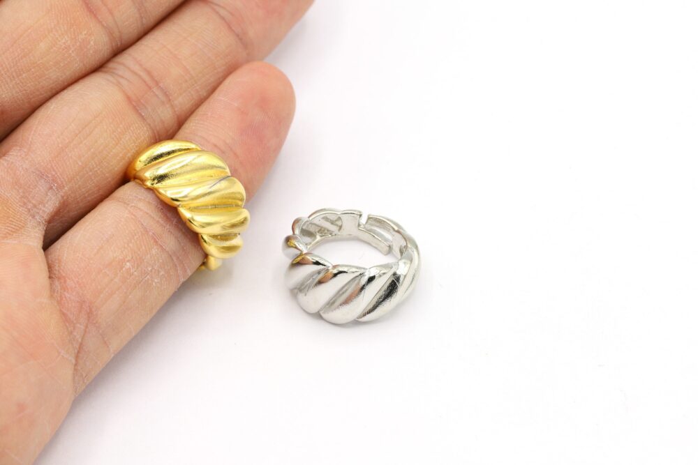 Inner Size 17mm 24 K Shiny Gold Plated, Rhodium Plated Adjustable Ring Settings, Bazel Rings, Love Rings, Blanks Base - G1737