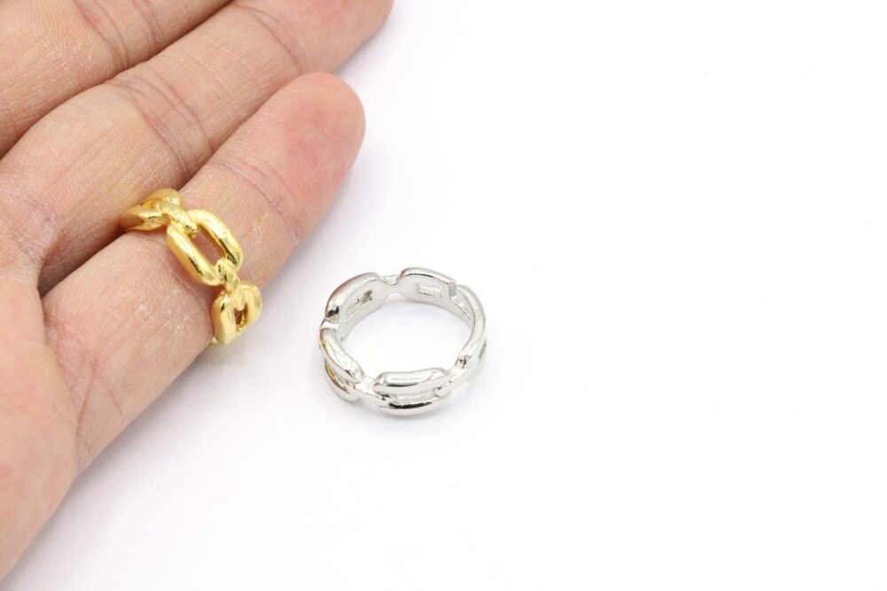 Inner Size 17mm 24 K Shiny Gold Plated, Rhodium Plated Adjustable Ring Settings, Bazel Rings, Love Rings, Blanks Base - G1736
