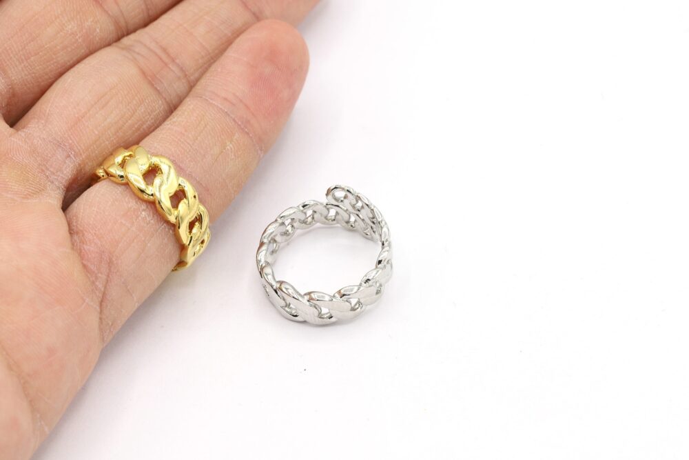 Inner Size 17mm 24 K Shiny Gold Plated, Rhodium Plated Adjustable Ring Settings, Bazel Rings, Love Rings, Blanks Base - G1747