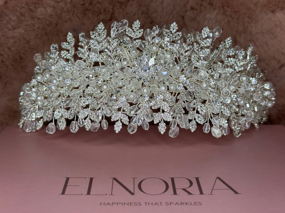 Pearl Tiara Crystal Headband Wedding Silver Headpiece For Princess Bride