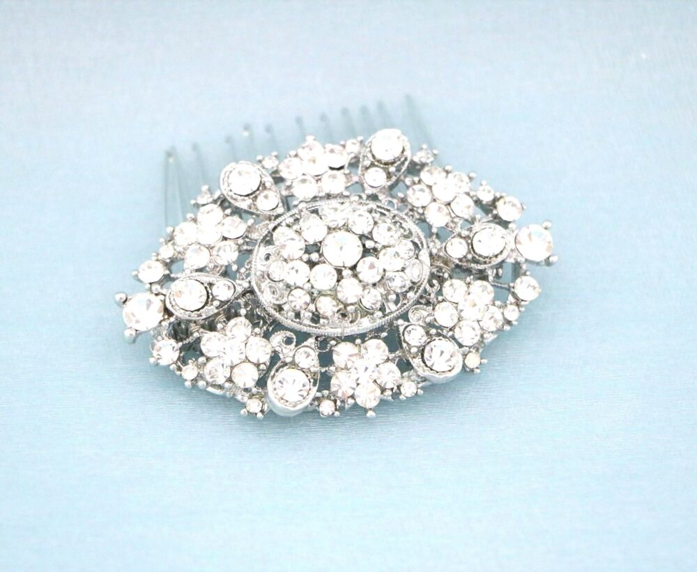 Crystal Rhinestone Hair Comb Silver Bridal Wedding Accessory Hair Clip Gold Veil Comb Rose Gold Side