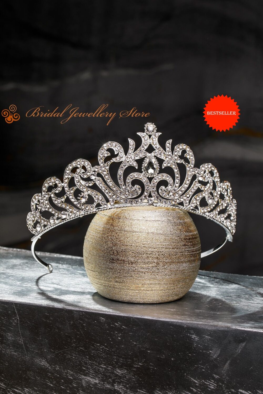 Crystal Bridal Tiara, Silver Wedding Crown, Rhinestone Hair Accessory