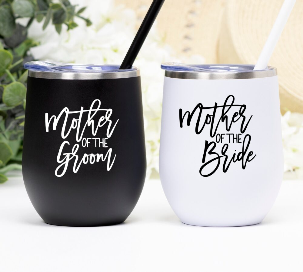 Mother Of The Bride Wine Tumbler, Groom Gift, Groom Wine Tumbler, Bride Stemless Gift