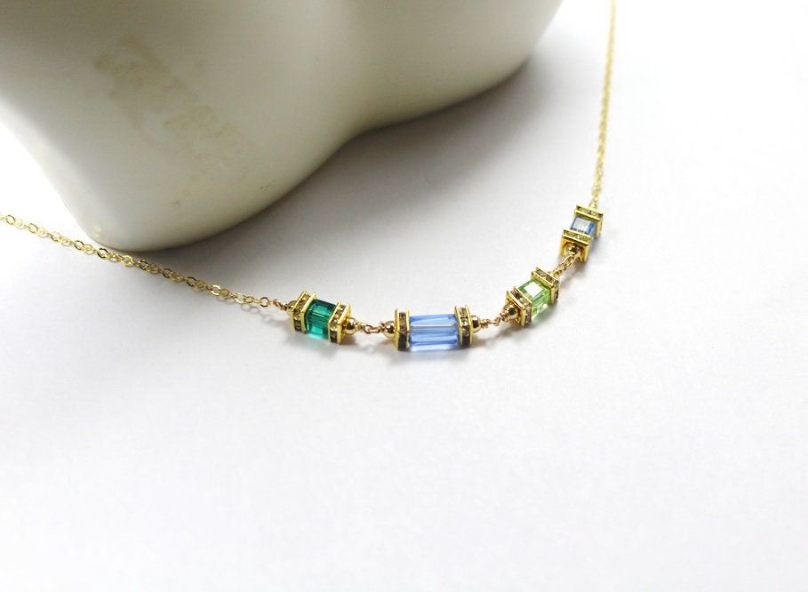 Personalized Family Birthstones Jewelry.mom Kids Birthstone Necklace.mother Daughter Gift. Gift For Mother. Present