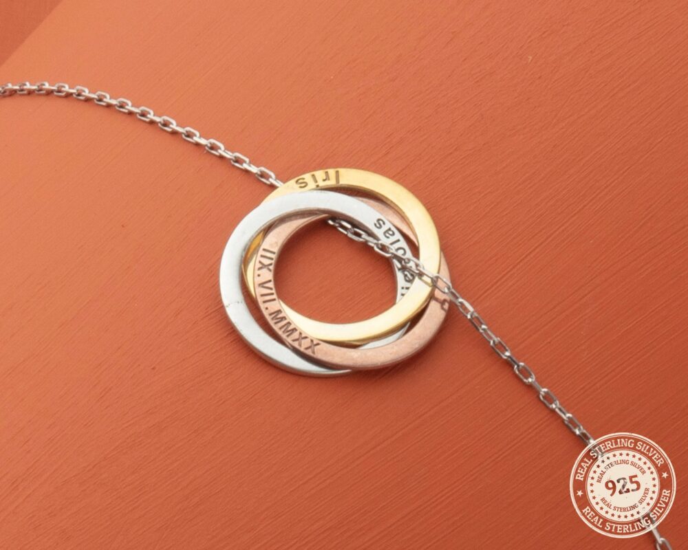 Interlocking Circle Necklace, Mother Mothers Day Gifts, Triple Ring Name Necklaces, Family Gift For Mom